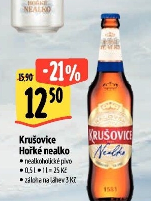 Pivo nealkoholické Královsky hořké Krušovice