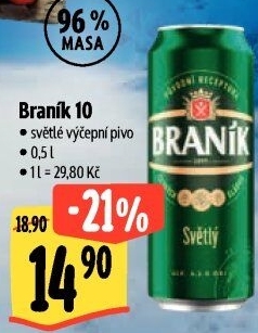 Pivo světlé výčepní 10° Braník