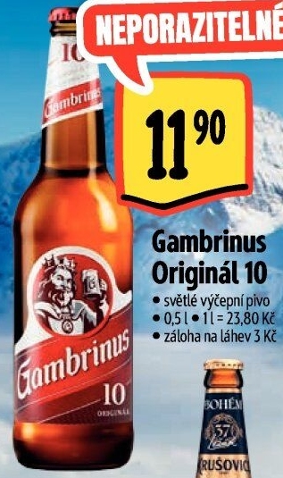 Pivo světlé výčepní Originál 10° Gambrinus