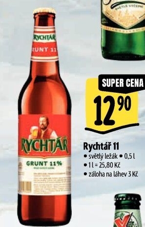 Pivo světlý ležák 11° Grunt Pivovar Rychtář