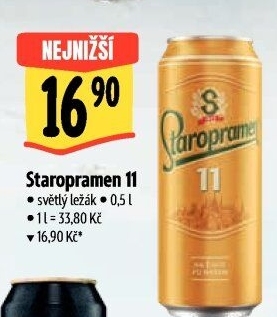 Pivo světlý ležák 11° Staropramen