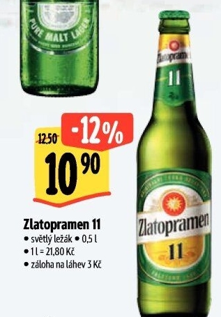 Pivo světlý ležák 11° Zlatopramen