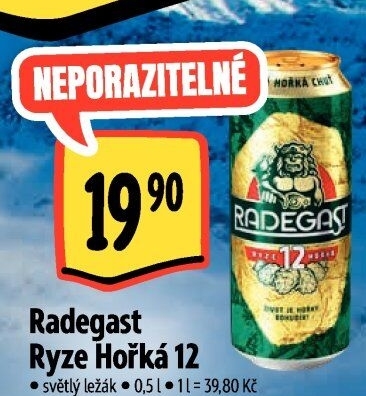 Pivo světlý ležák 12° Ryze hořká Radegast