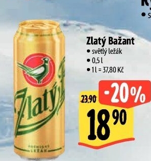 Pivo světlý ležák 12° Zlatý Bažant