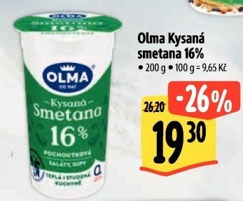Smetana zakysaná Olma 16%