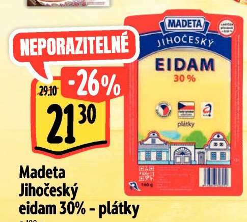Sýr Eidam Jihočeský 30% Madeta