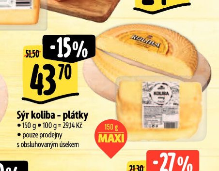 Sýr koliba - plátky