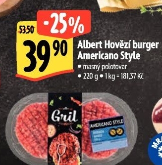 Hovězí burger Americano style Albert Gril