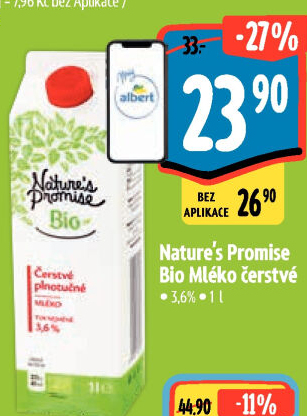 Mléko čerstvé bio Nature'