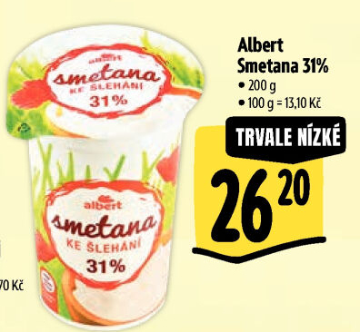 Smetana ke šlehání 31% Albert