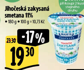 Smetana zakysaná Jihočeská Madeta 11%