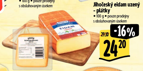 Sýr Eidam uzený 44% Jihočeský Madeta