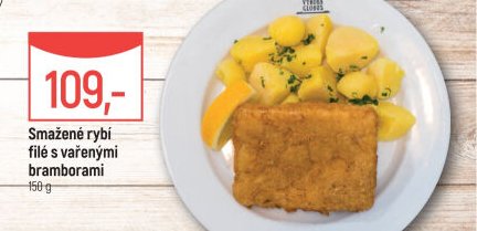 Smažené rybí filé s vařenými bramborami