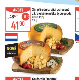 Sýr přírodní zrající ochucený z kravského mléka typu gouda