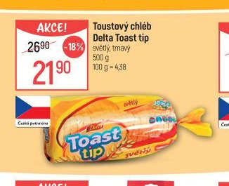 Toastový chléb Delta Toast tip