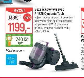 Bez sáčkový vysavač R-1225 Cyclonic Tech
