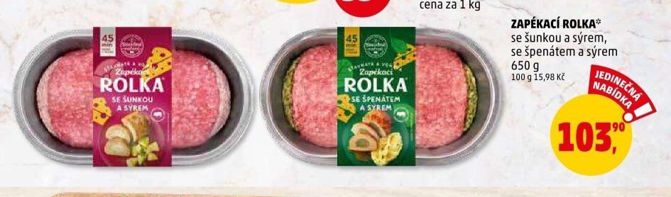 ZAPÉKACÍ ROLKA se šunkou a sýrem, se špenátem a sýrem