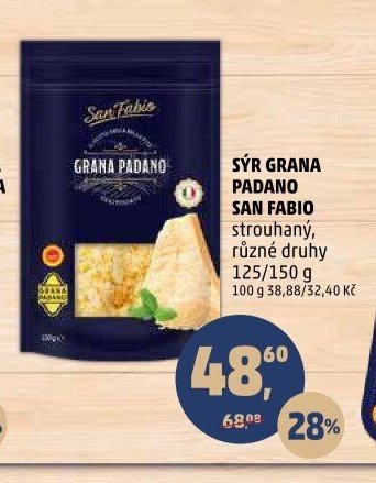 Sýr Grana Padano San Fabio strouhaný 125/150 g