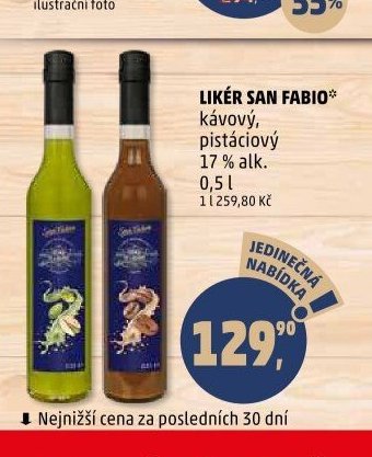 LIKÉR SAN FABIO kávový, pistáciový 0,5 l