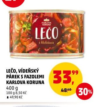 LEČO, VÍDEŇSKÝ PÁREK S FAZOLEMI KARLOVA KORUNA