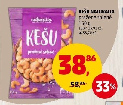 KEŠU NATURALIA pražené solené 150 g