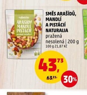 SMĚS ARAŠÍDŮ, MANDLÍ A PISTACIÍ NATURALIA pražená nesolená 200 g