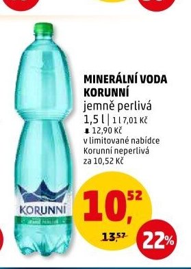 MINERÁLNÍ VODA KORUNNÍ jemně perlivá 1,5 l