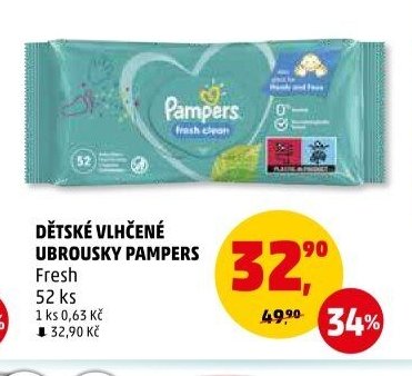 DĚTSKÉ VLHČENÉ UBROUSKY PAMPERS Fresh