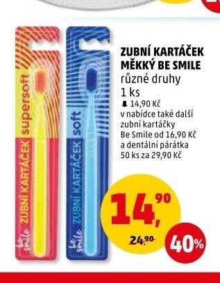 ZUBNÍ KARTÁČEK MĚKKÝ BE SMILE