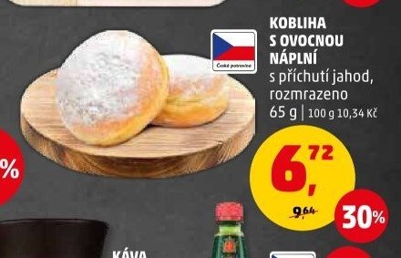 KOBLIHA S OVOCNOU NÁPLNÍ s příchutí jahod, rozmrazeno 65 g