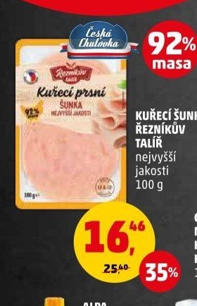 KUŘECÍ ŠUNKA ŘEZNÍKŮV TALÍŘ nejvyšší jakosti 100 g