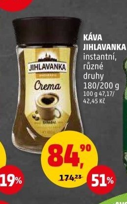 KÁVA JIHLAVANKA instantní, různé druhy 180/200 g