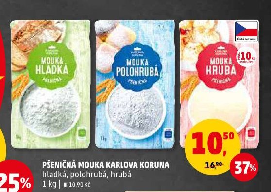 Pšeničná mouka Karlova Koruna (hladká, polohrubá, hrubá)