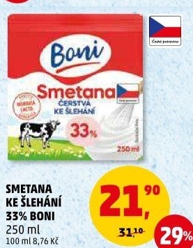 Smetana ke šlehání Boni 33%
