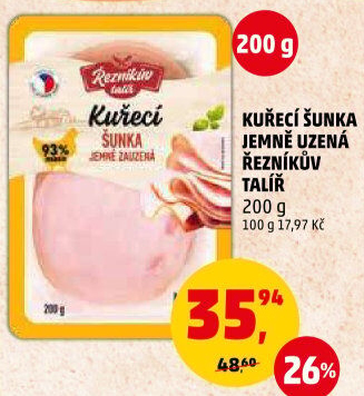 Šunka kuřecí jemně uzená Řezníkův talíř