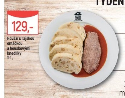 Hovězí s rajskou omáčkou a houskovými knedlíky