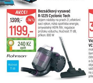 Bez sáčkový vysavač R-1225 Cyclonic Tech