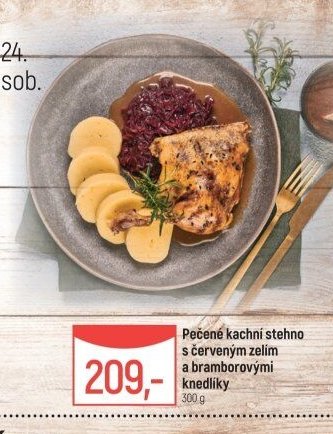 Pečené kachní stehno s červeným zelím a bramborovými knedlíky