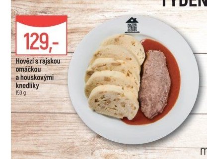 Hovězí s rajskou omáčkou a houskovými knedlíky
