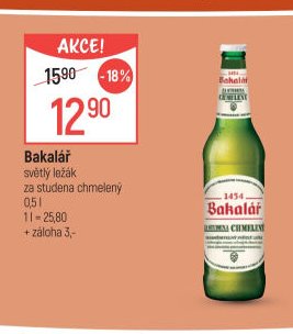 Bakalář světlý ležák za studena chmelený