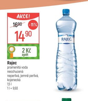 Rajec pramenitá voda neochucená neperlivá, jemně perlivá, kojenecká