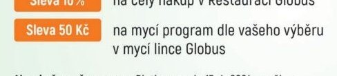 Sleva 50 Kč na mycí program dle vašeho výběru v mycí lince Globus