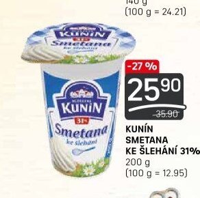KUNÍN SMETANA KE ŠLEHÁNÍ 31% 200 g