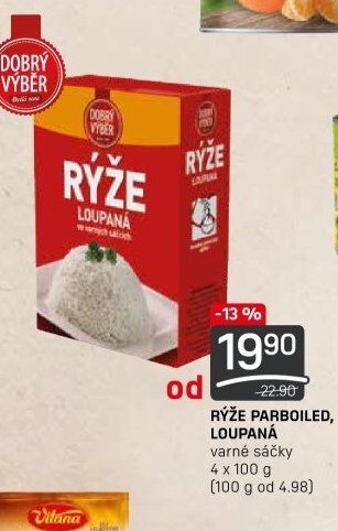 RÝŽE PARBOILED, LOUPANÁ