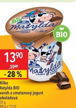 Milko Matylda BIO tvaroh a smetanový jogurt čokoládová