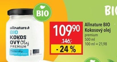 Allnature BIO Kokosový olej