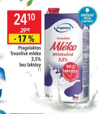 Pragolaktos Trvanlivé mléko 3,5% bez laktózy 1 l