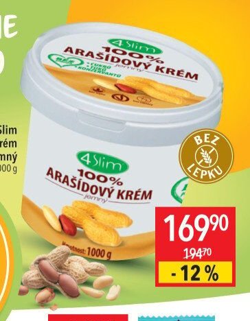 4Slim 100% Arašídový krém jemný 1000 g