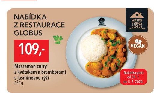 Massaman curry s květákem a bramborami s jasmínovou rýží