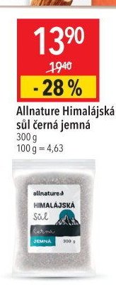 Allnature Himalájská sůl černá jemná 300 g